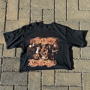Aerosmith 2007 World Tour Concert Graphic shirt cropped and distressed